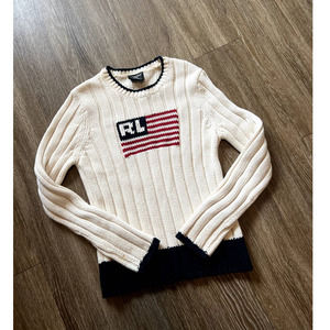 Vintage 90s Ralph Lauren American Flag USA Sweater